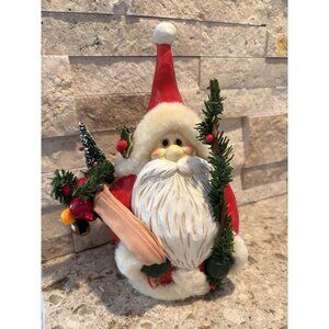 Vintage Santa Claus Figurine Christmas Midwest of Cannon Falls Carved Fur  10”